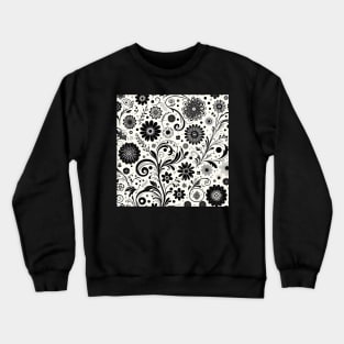 Black and White Floral Crewneck Sweatshirt